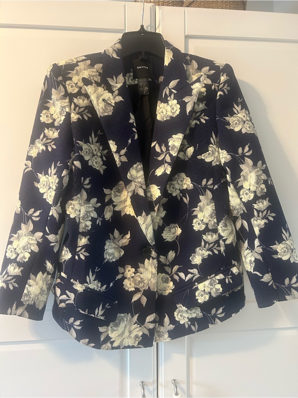Smythe Navy Blazer with Ivory Floral Jacquard